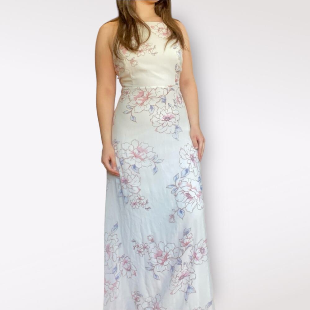 Lulus Blooms For‎ You Pale Blush Floral Print Maxi Dress Size S Boho Spring